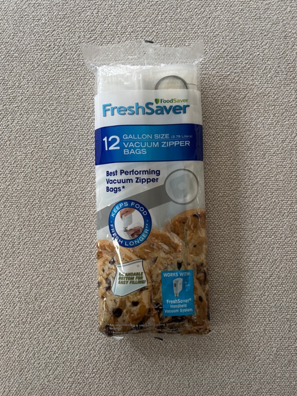 Food Saver 1 Gallon Vacuum Zipper Bags 12 Per package Handheld Sealing